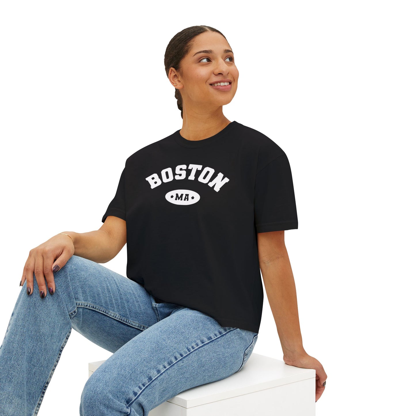 BOSTON MA VARSITY CROP TOP