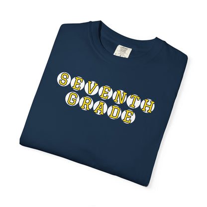 SEVENTH GRADE. YELLOW PLAYER LETTERS T-SHIRT
