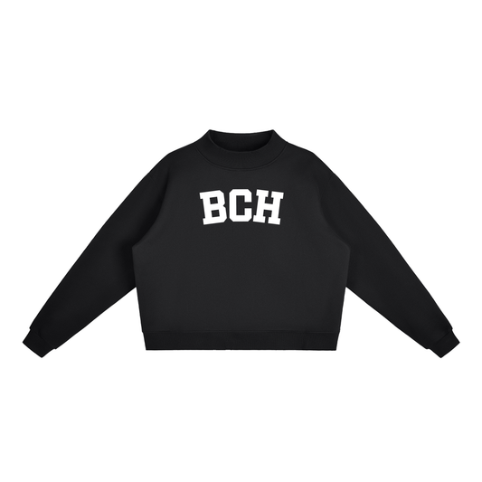 BCH BLOCK LETTER BLACK MOCK NECK
