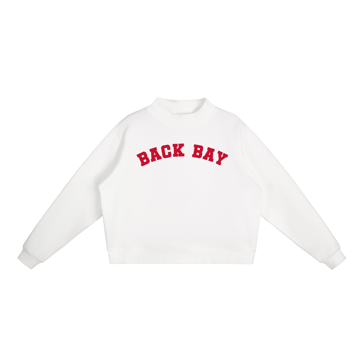 BACK BAY RED BLOCK LETTER MOCK NECK