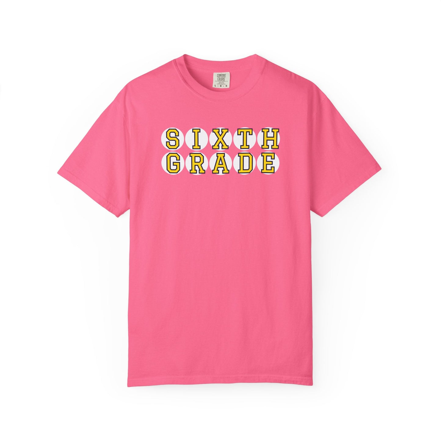 SIXTH GRADE YELLOW PLAYER LETTERS T-SHIRT