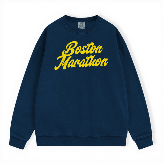 TRUE NAVY BOSTON MARATHON VINTAGE SCRIPT COMFORT COLORS CREWNECK - CLEARANCE