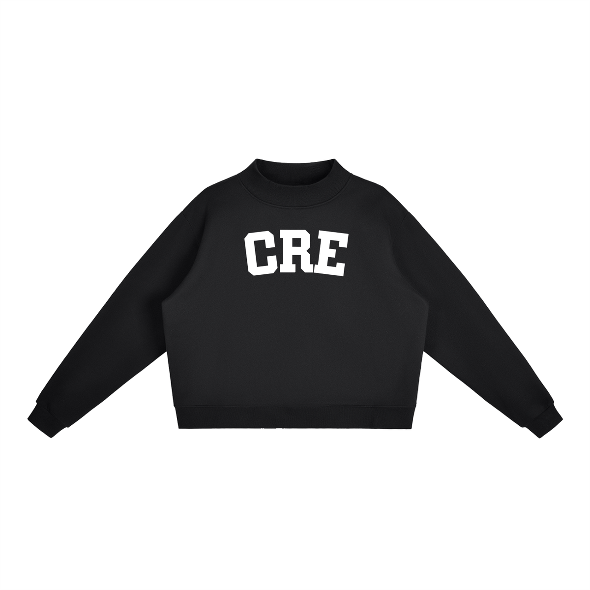 CRE BLOCK LETTER BLACK MOCK NECK