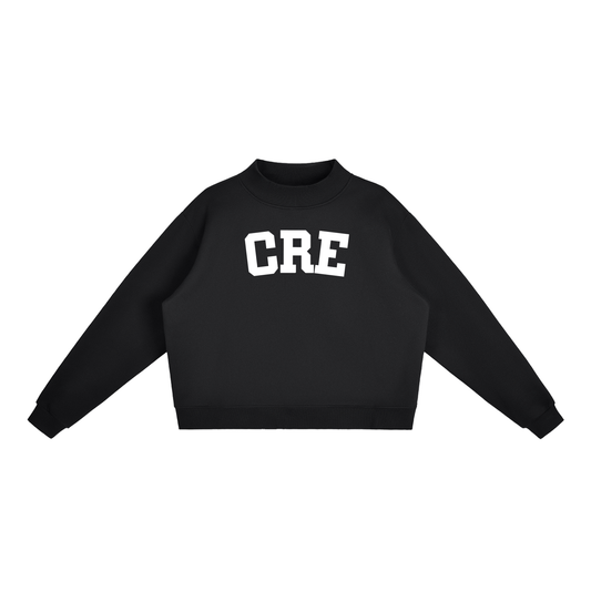 CRE BLOCK LETTER BLACK MOCK NECK