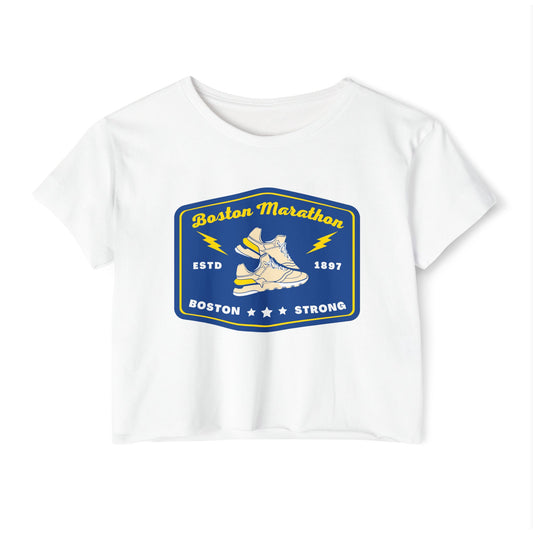 BOSTON MARATHON CROPPED TEE