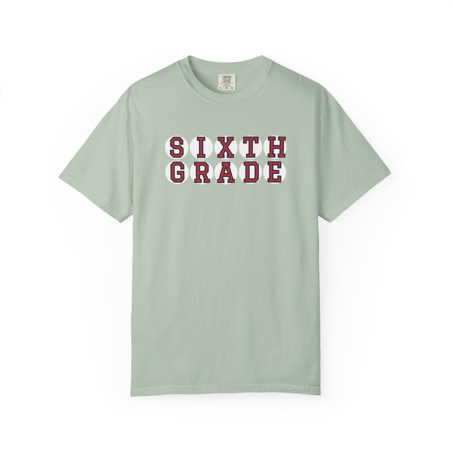 SIXTH GRADE RED PLAYER LETTERS T-SHIRT