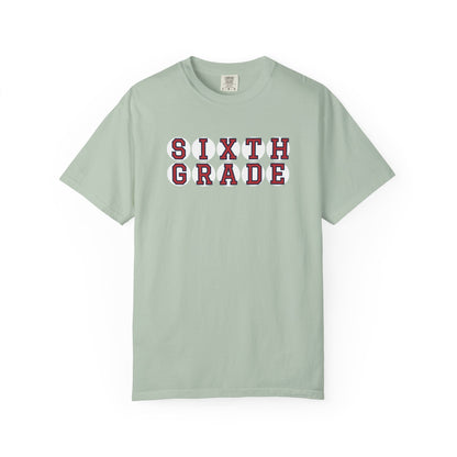 SIXTH GRADE RED PLAYER LETTERS T-SHIRT