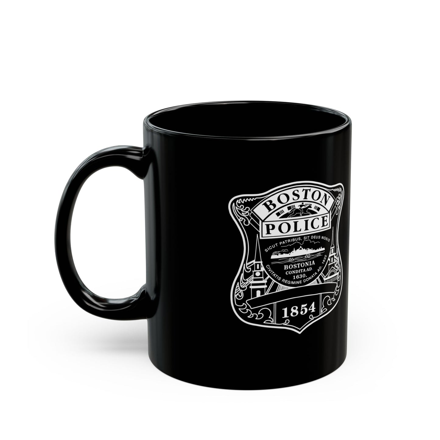 Black Boston Police Badge Mug
