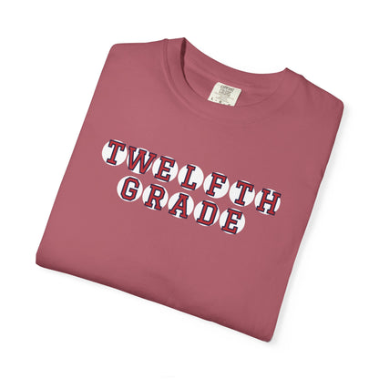 TWELFTH GRADE RED PLAYER LETTERS T-SHIRT