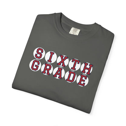 SIXTH GRADE RED PLAYER LETTERS T-SHIRT