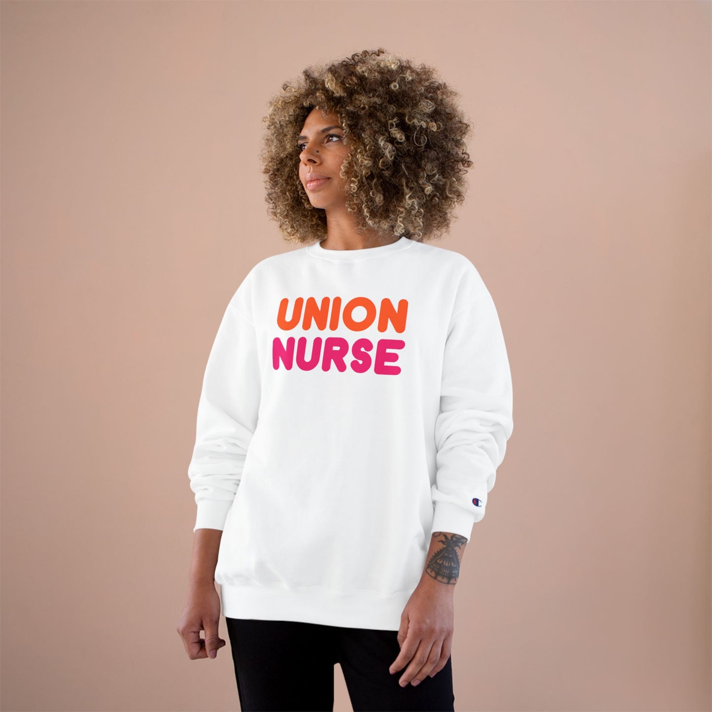 UNION NURSE - WE RUN ON FAIR CONTRACTS CHAMPION CREWNECK