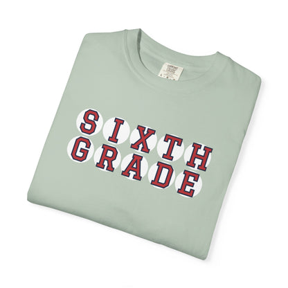 SIXTH GRADE RED PLAYER LETTERS T-SHIRT