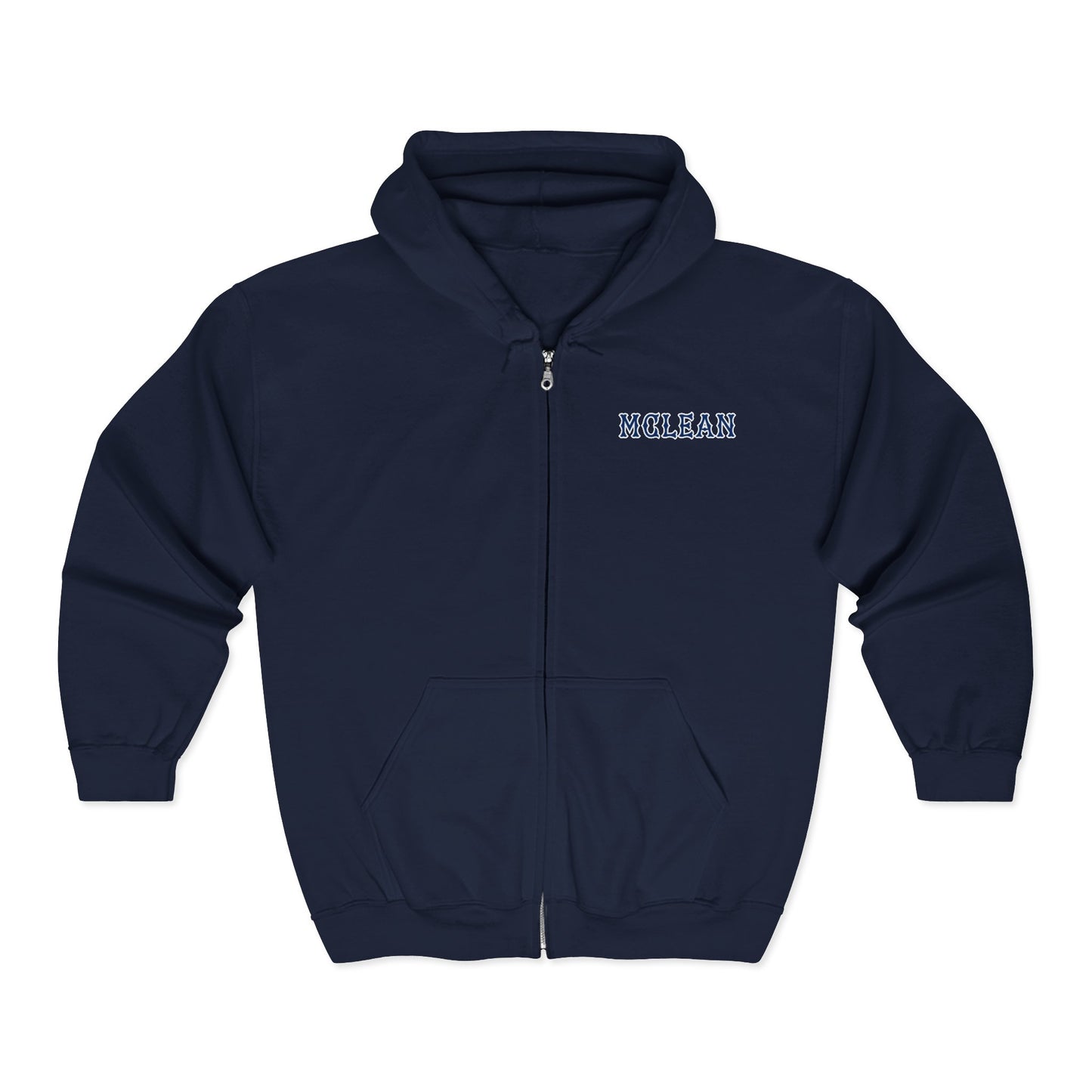MCLEAN NAVY SOX LETTERS HEAVY BLEND FULL ZIP HOODIE