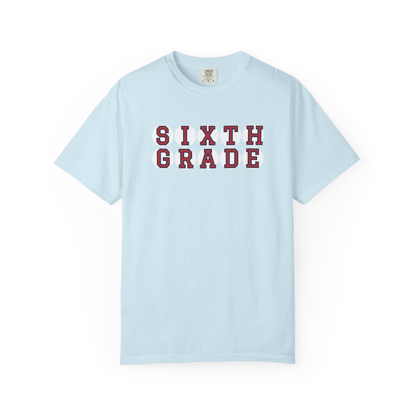 SIXTH GRADE RED PLAYER LETTERS T-SHIRT