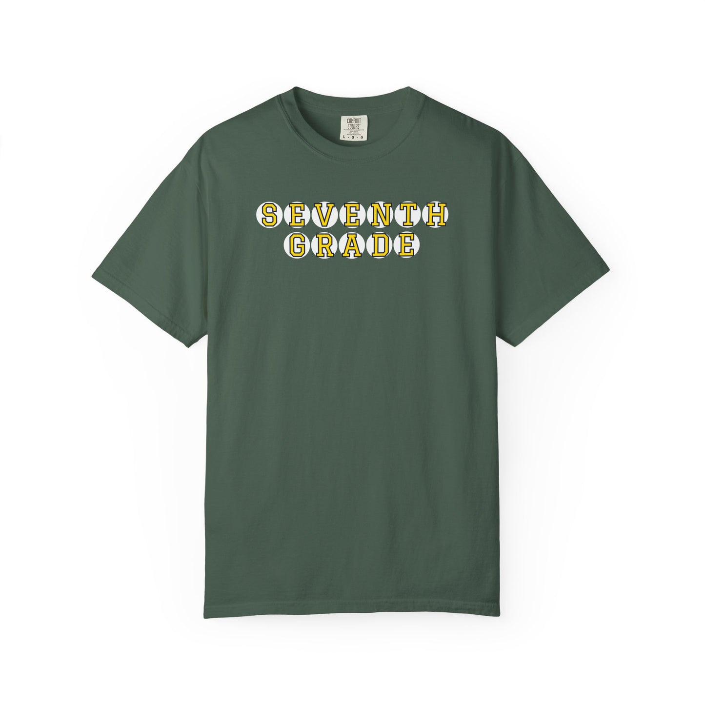 SEVENTH GRADE. YELLOW PLAYER LETTERS T-SHIRT