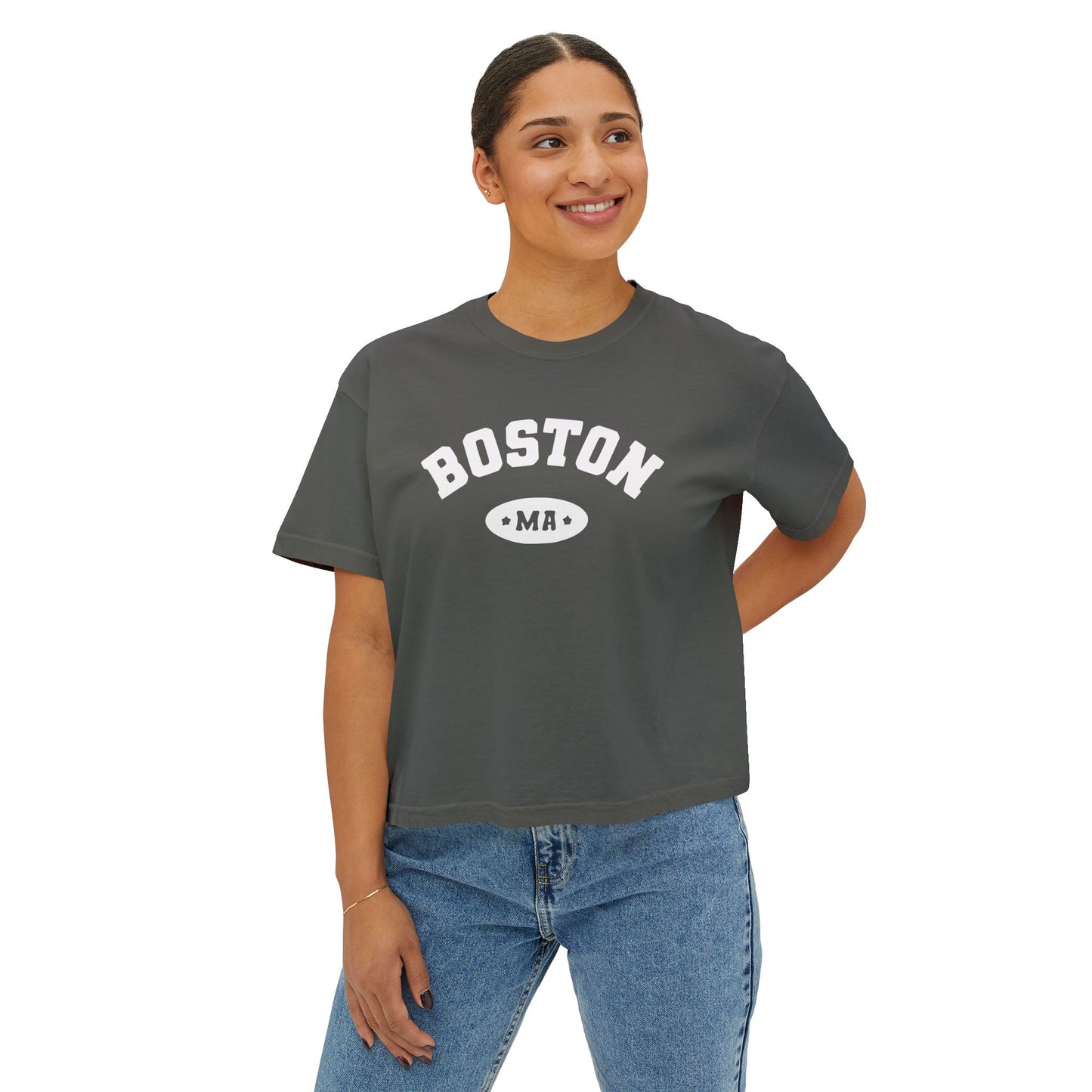 BOSTON MA VARSITY CROP TOP