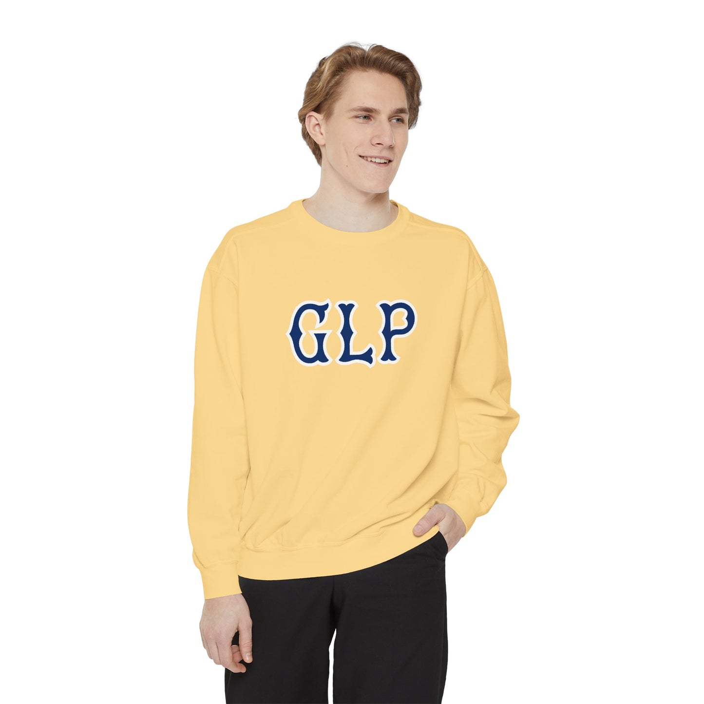 GLP NAVY SOX LETTERS CRWNECK