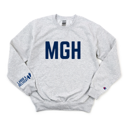 NAVY MGH LABOR & DELIVERY CHAMPION CREWNECK