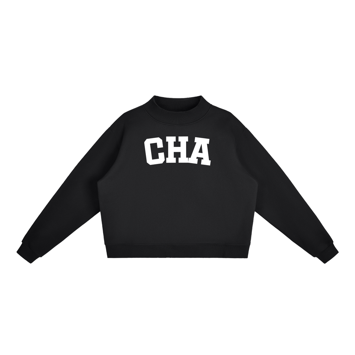 CHA BLOCK LETTER BLACK MOCK NECK