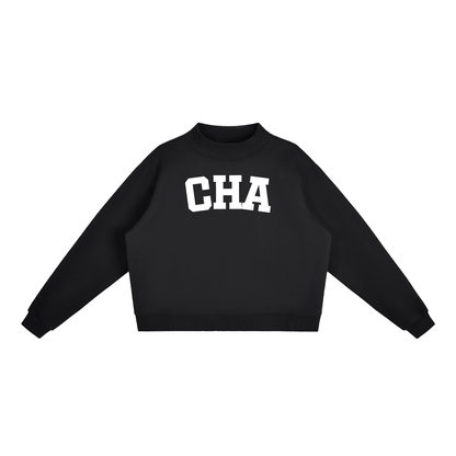 CHA BLOCK LETTER BLACK MOCK NECK