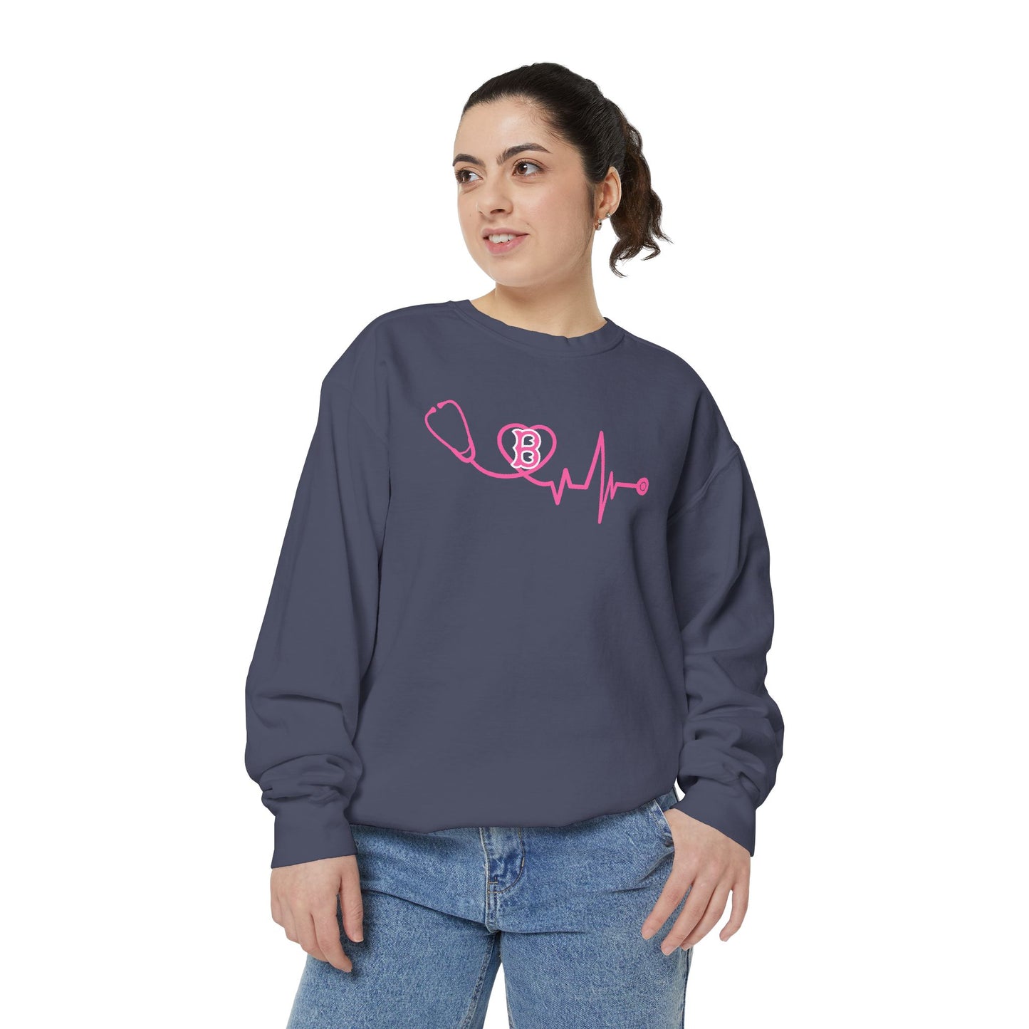 BOSTON PINK RIBBON CREW COMFORT COLORS CREWNECK