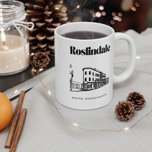 Roslindale Neighborhood Mug, Boston Coffee Cup, Unique Gift, Rustic Home Decor, Local Art Souvenir, Vintage Style Drinkware