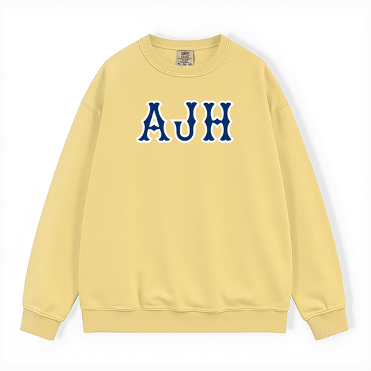 AJH NAVY SOX LETTERS CREWNECK