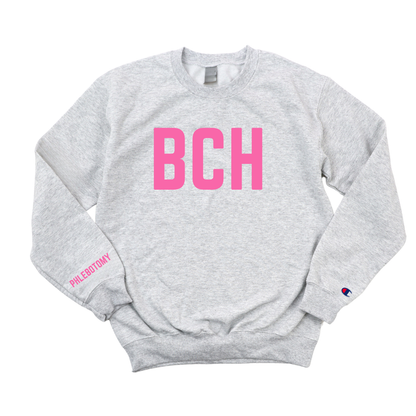 PINK BCH CPT PHLEBOTOMY CHAMPION CREWNECK