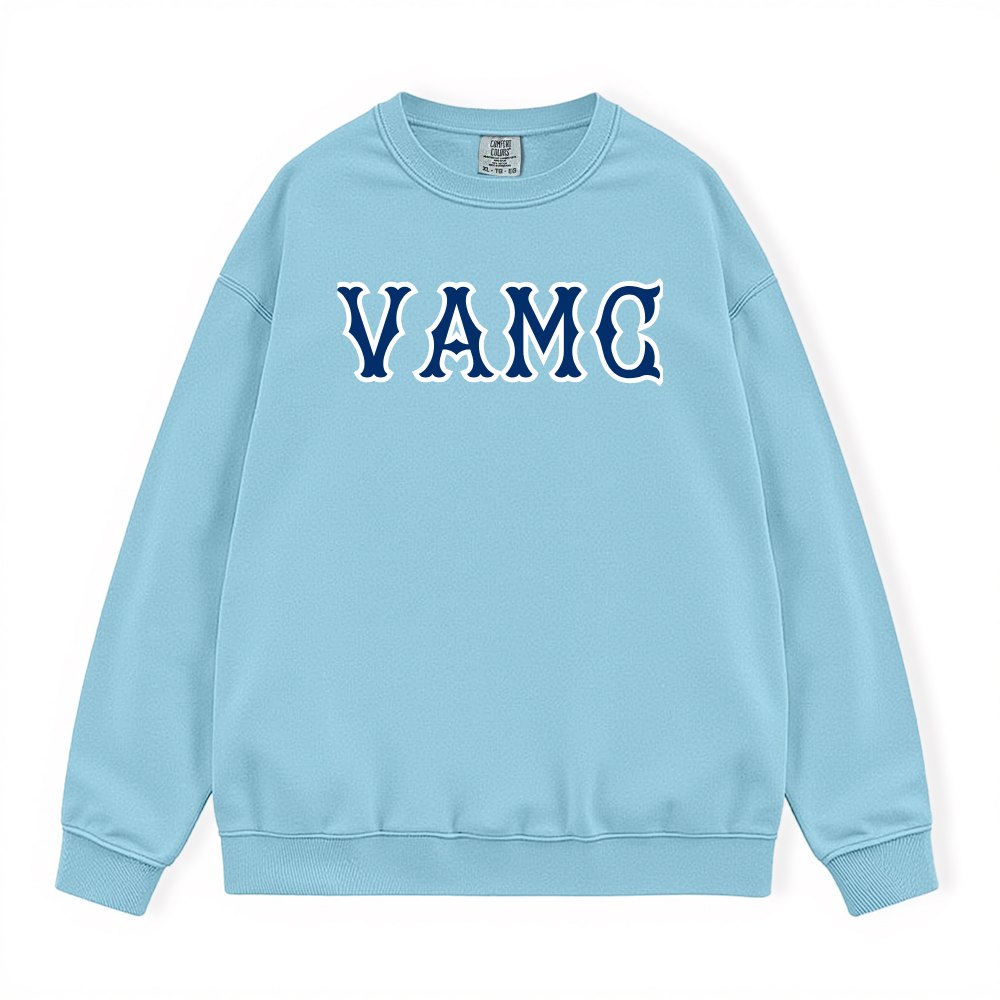VAMC NAVY SOX LETTERS CRWNECK