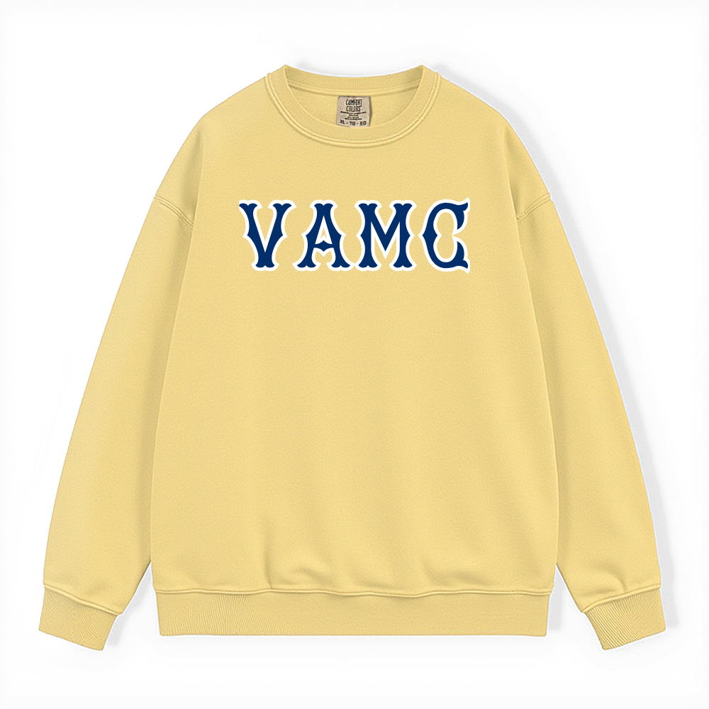 VAMC NAVY SOX LETTERS CRWNECK