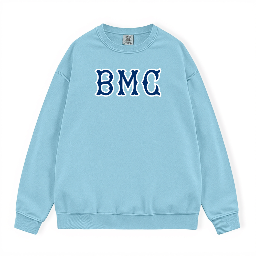 BMC NAVY SOX LETTERS CREWNECK