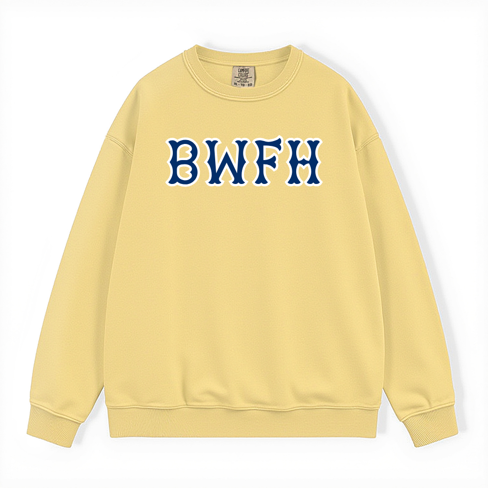 BWFH NAVY SOX LETTERS CREWNECK