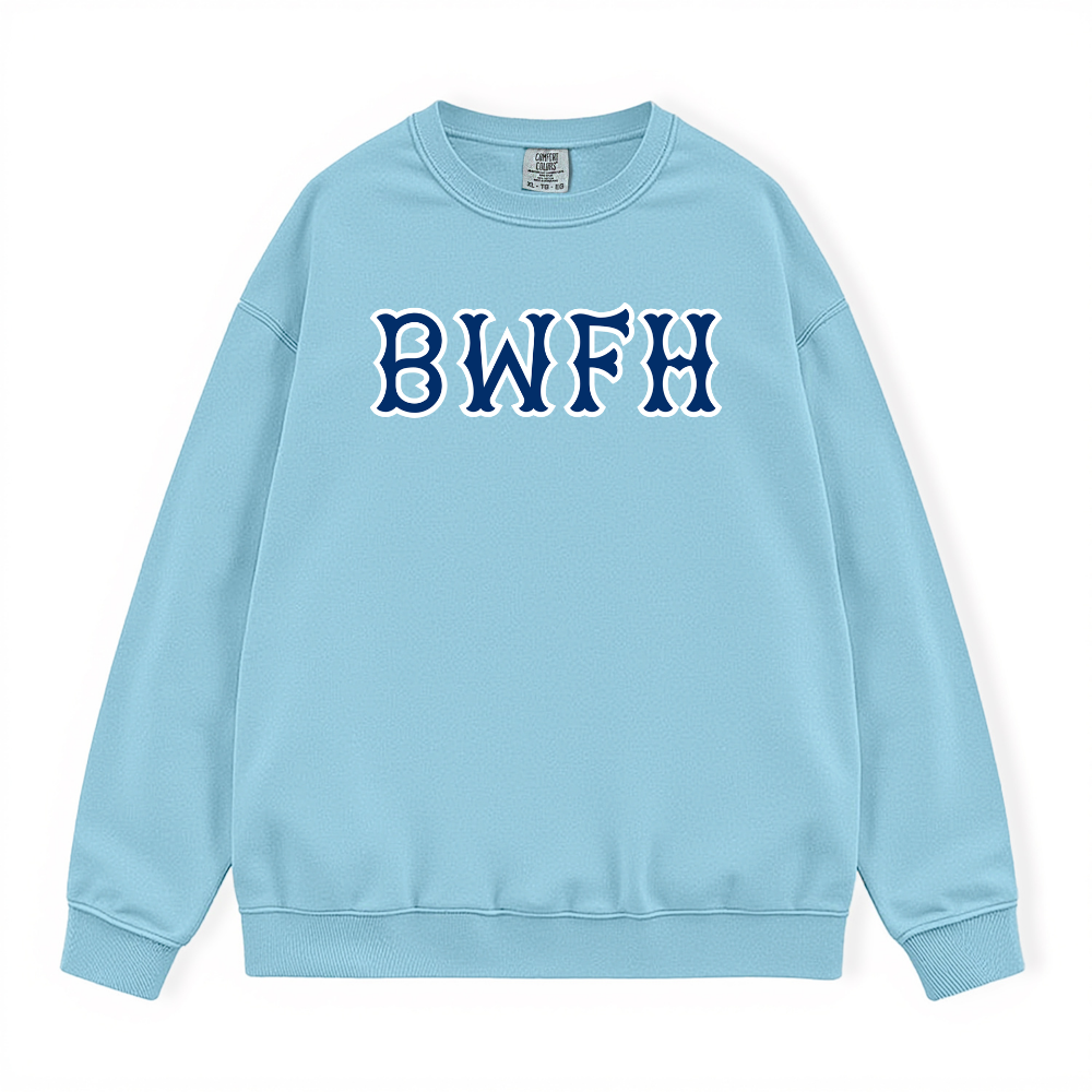BWFH NAVY SOX LETTERS CREWNECK