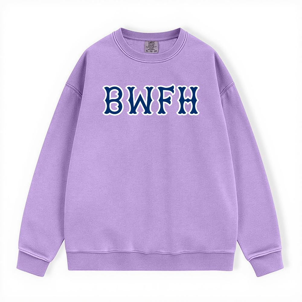 BWFH NAVY SOX LETTERS CREWNECK