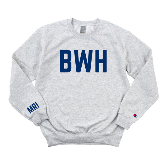 NAVY BWH MRI CHAMPION CREWNECK