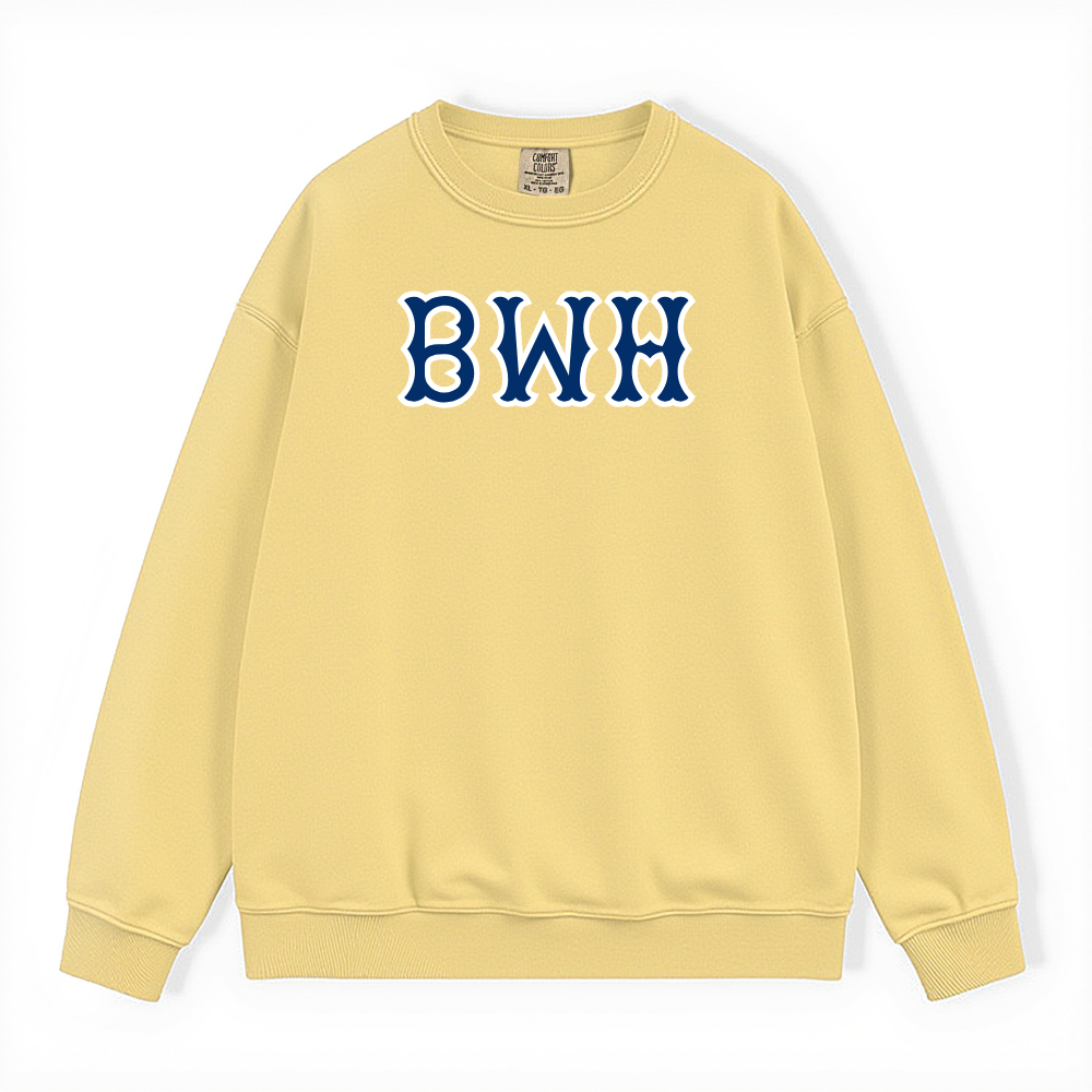 BWH NAVY SOX LETTERS CREWNECK