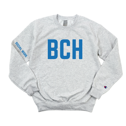 ROYAL BLUE BCH SOCIAL WORK CHAMPION CREWNECK