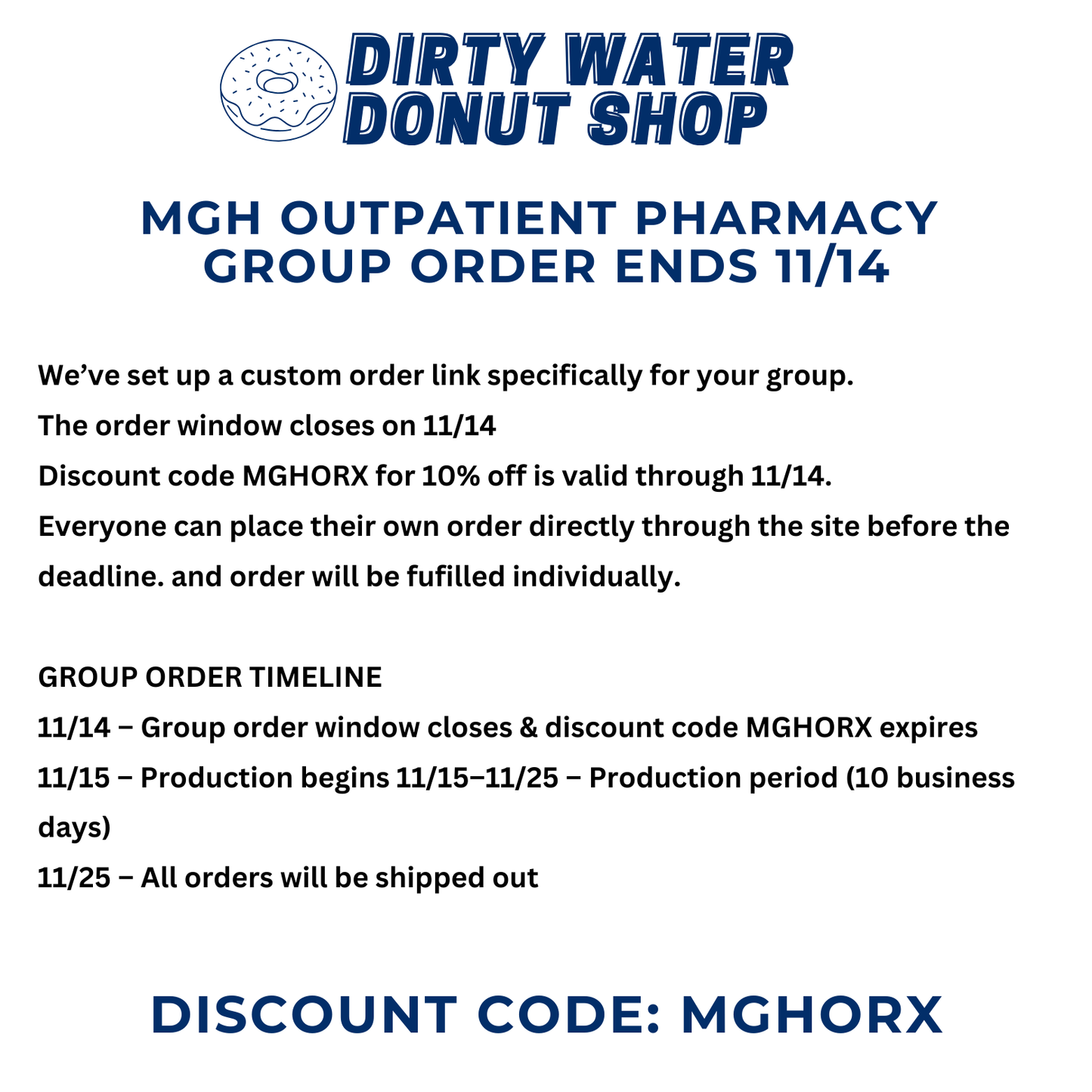 NAVY MGH OUTPATIENT PHARMACY COMFORT COLORS CREWNECK
