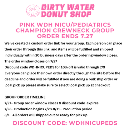 PINK WDH NICU/PEDIATRICS CHAMPION CREWNECK