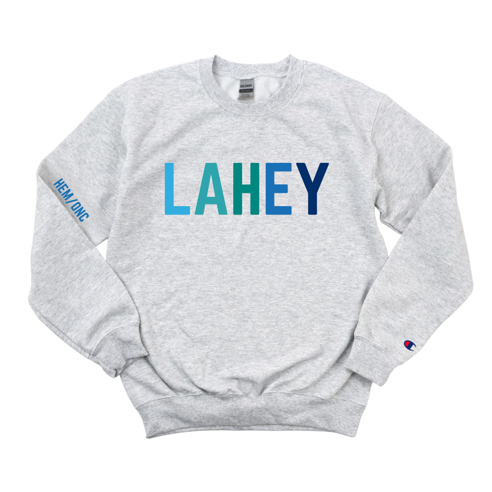 MULTICOLOR BLUE LAHEY  RESEARCH -HEM/ONC CHAMPION CREWNECK