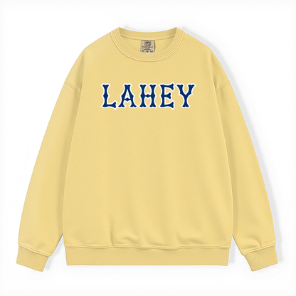 LAHEY NAVY SOX LETTERS CREWNECK