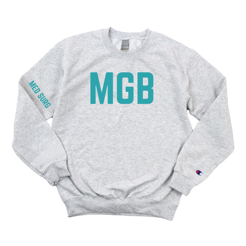 TEAL MGB RN MED SURG CHAMPION CREWNECK