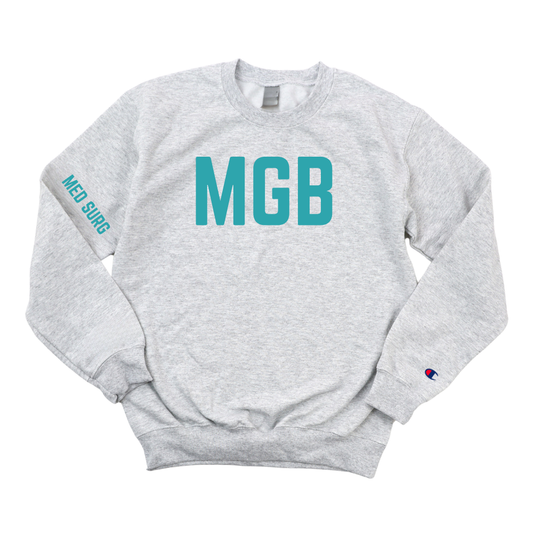 TEAL MGB RN MED SURG CHAMPION CREWNECK