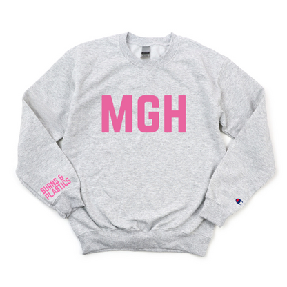 PINK MGH BURNS & PLASTICS CHAMPION CREWNECK