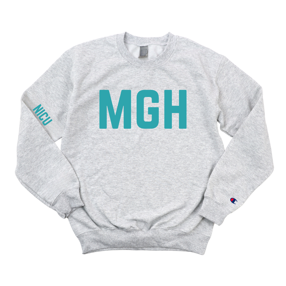 TEAL MGH NICU CHAMPION CREWNECK - CLEARANCE