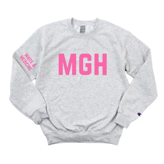 PINK MGH WHITE 8 MEDICINE CHAMPION CREWNECK