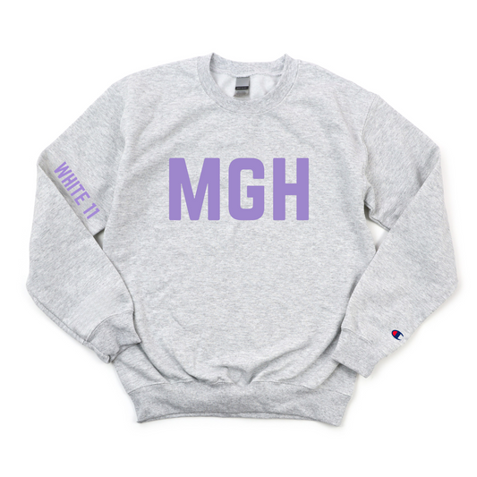 LILAC MGH WHITE 11 CHAMPION CREWNECK