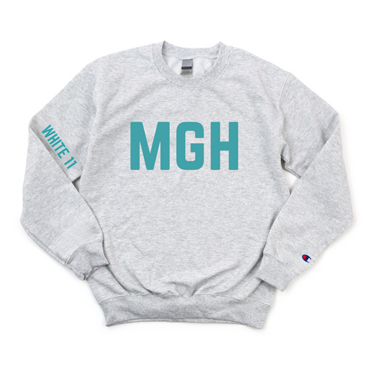 TEAL MGH WHITE 11 CHAMPION CREWNECK