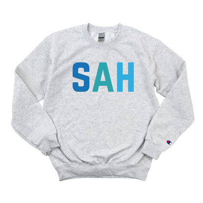 MULTICOLOR BLUE SAH CHAMPION CREWNECK