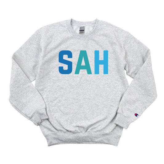 MULTICOLOR BLUE SAH CHAMPION CREWNECK